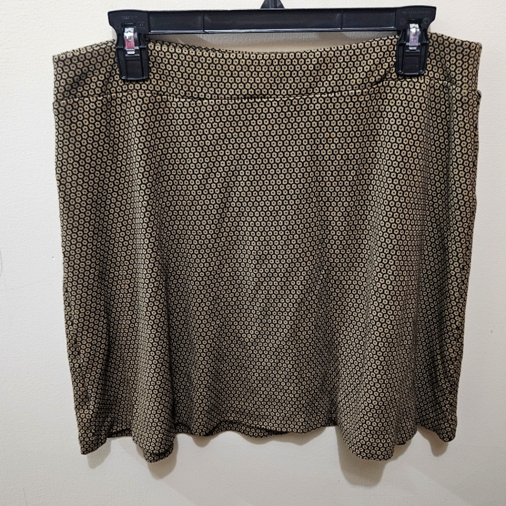 J Jill Ponte Brown Geometric Pull On Stretch Mini Office Casual Skirt MED Petite